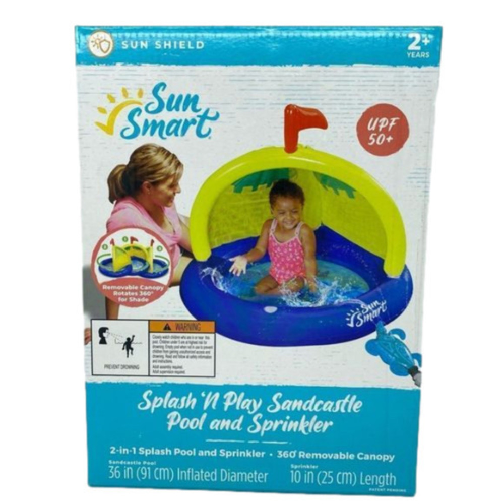 Sun Smart Spray N Play Sandcastle Pool & Turtle Sprinkler For Toddlers NEW